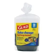 Glad Take-Aways Storage Containers with Lids, 38 Ounce (25 Count)