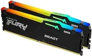 Kingston Fury Beast RGB 16 GB (2 x 8 GB) CL36 6000MT/s DDR5 Desktop Gaming RAM Memory, Black