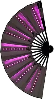 [Generic] Light Up Folding Hand Fan,Decorative Folding Fans - Portable Hot Weather Cooling Tools, Carnival Cosplay Props Decoration for Dancing