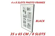 4 x Black 8-Slots Photo Collage Picture Frame MDF Trim Decor Hanging Art Gift 35x65cm