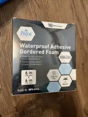 Adhesive Bordered Foam Dressing 6"X6", BOX W/10 DRESSINGS Waterproof Sheild Line