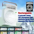 Rechargeable Cooling Desk Fan Travel Quiet LED ICE Water Mist Aircon Portable