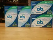 4 Boxes OB SUPER Tampons 40ct Applicator Free Fluid Lock (160 Tampons)