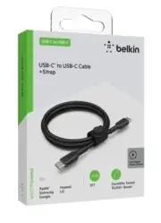 Belkin 5ft Braided USB-C to USB-C Cable W/ Strap, Cable for iPhone 16 , 15 Model
