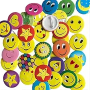[NOLACE] 40 x Smiley Pins 45 mm Smile Face Pin Metal Buttons Individual Package Smile Pin for Awards Students Decoration