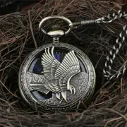 Mens Skeleton Pocket Watch Mechanical Windup Bronze Skeleton Eagle Analog Gifts