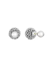 Lagos Sterling Silver Signature Caviar Bead Front-Back Stud Earrings