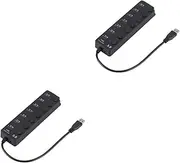 Gatuida 2pcs 7 USB Hub Port USB Hub USB Hub with Overvoltage Protection USB Hub with Leakage Protection USB Hub for HDD USB Device Connector USB Port Adapter Splitter Equipment
