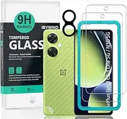 Screen Protector For OnePlus Nord CE 3 Lite 5G（6.72 Inches）,2 Pack 9H Tempered Glass+1 Pack Metal Camera Len Protector+1 Back Film,HD Clear,Bubble Free,Easy Install,Fingerprint Compatible