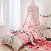 Princess Decor Canopy for Kids Bed, Soft and Durable Bed Canopy for Girls Room Tent Canopy Dreamy Mosquito Net Bedding, Children Reading Canopies Indoor(Pale Pink)