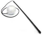 Tuff Kitty Puff Sparkle Ball Cat Teaser Wand -WHITE