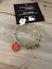 NWT ALEX AND ANI MLB BOSTON RED SOX CAP LOGO RED BRACELET-Gold Finish