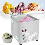 Fried Ice Cream Roll Machine,Commercial Rolled Ice Cream Maker,Stainless Steel Yogurt Fry ice Cream Machine with 2 Scrapers and Single Square Pan, for Dessert Shop