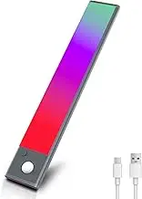 REYLAX Wireless RGBW LED Light Bar 23CM Colourful Motion Sensor Light with Dimmable White Light Under Counter Light Rainbow Light Modes for Home Decor Computer Games Room Bedroom Party Garage