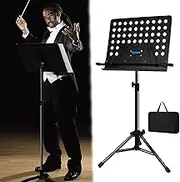 Professional Music Book Stand, Heavy Duty Players Sheet Notes Clip Holder for Concert, Church, Stable Laptop Support Keyboard Racks with Bag