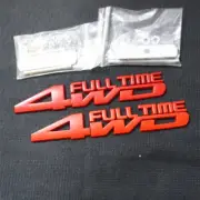 2x Red Matte 4WD FULL TIME Metal Front Grille Emblem Badge 3D Motors Vehicle SUV (for: Porsche)