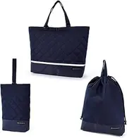 [COLORFUL CANDY STYLE] NS780700 Gusseted Bag with Reflector, Drawstring 3-Piece Set, Water Repellent, Lightweight Type, Preparation for School Admission, Cute Boys, Deep Navy