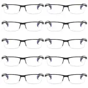 10 PK Mens Half Frame Spring Hinge Reading Glasses Blue Light Blocking Readers