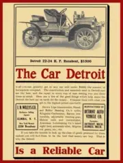1907 Detroit Auto Vehicle Co. Runabout New Metal Sign: 9 x 12" and Free Shipping
