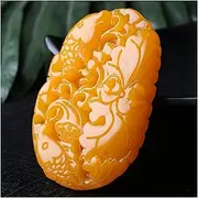 [KanDuo] Personality Jade Pendant Necklace Lucky Amulet, Hand-Carved Jade Pendant Jewelry Necklace Fashion Gold Fish Jade Pendant Necklace