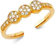 [JewelryWeb] 14k Yellow Gold CZ Simulated Diamond toe ring-toe ring for Women