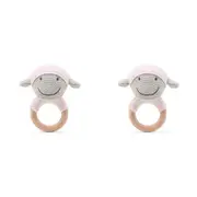 2x The Peanutshell Lamb Wood Ring Teether 13cm Baby Teething Animal Toy Pink 0+