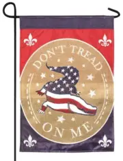 Burlap Alligator Don't Tread on Me Double Applique Garden Flag