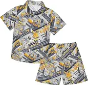 [Caihoyu] Big Boy Hawaiian Button Down Shirts and Shorts 2Piece Set Casual Toddler Boy Outfits Infant Little Boy Gift