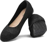 [Saidoteto] Women's Ballet Flats - Comfortable Round Toe Slip-On Walking Shoes, Elastic Knit Dress Flats for Casual & Dressy Wear