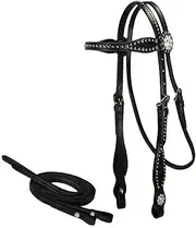 Tahoe Tack Western Headstall 17-1736-BK, Black, Full Horse