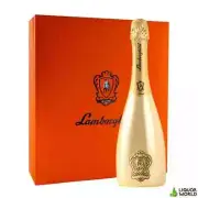 Lamborghini Gold Brut Pinot Noir Chardonnay Sparkling Wine NV + 2 Glasses Gift