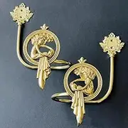Brass Window Curtain Tiebacks Vintage, Girl Gold Curtain Hook, Wall Mounted Drapery Tieback Hooks with Screws,Nordic Style Wall Decoration