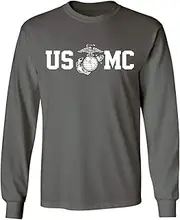 [Lucky Ride] Marine Corps Bull Dog Front and Back USMC Men's T-Shirt Longsleeve