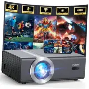 [Electric Focus/Auto Keystone] Projector with WiFi and Bluetooth, Grey Black