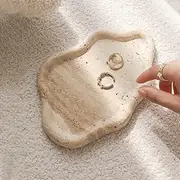 [SIRIZEN-DIVING] Natural Marble Tray, Vanity Decor Tray for Countertop Organizer, Catchall Tray for Perfume, Candles, Jewelry Dish，Kitchen Food Serving Trays,Cloud-Shaped Stone Tray for Home,Bathroom (Could Dong)