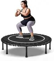 BCAN 38" Mini Fitness Trampoline, Cardio Trainer with Safety Pad, Quiet & Stable Exercise Rebounder for Kids Adults Indoor/Garden Workout Max 300lbs