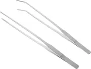 VINTORKY 2Pcs Stainless Steel Handheld Tweezers for Aquarium Plant Trimming Durable Long Feeding Clips for Cleaning Fish Tanks and Maintaining Aquatic Plants