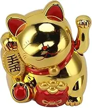 Fortune Cat, Beautiful Waving Arm Lucky Cat 5.5in Portable for Restaurant for Living Room (MLY11020-4 Gold)