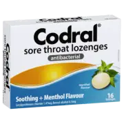 Codral Sore Throat Lozenges Soothing + Menthol Flavour 16 Pack Antibacterial
