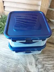 Lock N Lock Food & Storage Containers Set of 2 Square with HTF Royal Blue Lids!