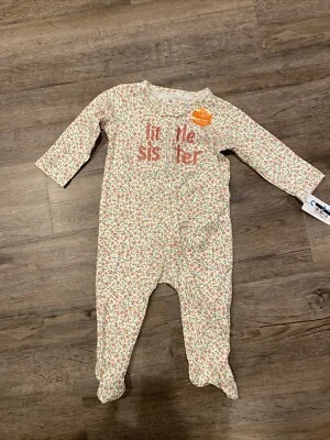 Carters Just One You Floral "Little Sister" Cotton Footie Pajama Size 6 mo