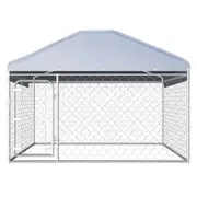 Dog Kennel Run Cage Galvanised Steel Fencing Pet Enclosure Puppy Playpen 2 x 2m