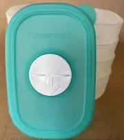 4 Tupperware FreezeSmart Freezer Safe Clear Containers Freshness Dials Teal New