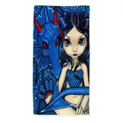 Big Eyed Girl and Blue Dragon Beach Towels Medium Large Extra Large