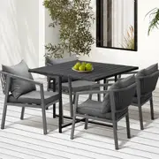 Livsip 4 Seater Outdoor Dining Set Patio Furniture Garden Black Table Setting