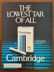 1982 Cambridge Cigarettes Vintage Print Ad/Poster Retro 80s Man Cave Bar Décor