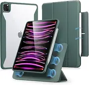 ESR for iPad Pro 12.9 Case, iPad 12.9 Pro Folio Case (2022/2021, 6th/5th Generation) with Pencil Holder, Detachable Magnetic Cover, Vertical Stand, Rebound 360 Series, Green