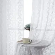 Sheer White Curtains 84 Inches Long 2 Panels Set, Light Filtering Soft