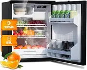 [SMETA] RV Fridge 12V/24V DC Electric 3 cuft / 85L Built-in Freezer Undercounter Cooler for Camping Truck Road Trip Travel, Reversible Door, LED