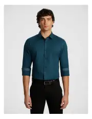 [yd.] Ace Textured Slim Shirt in Teal